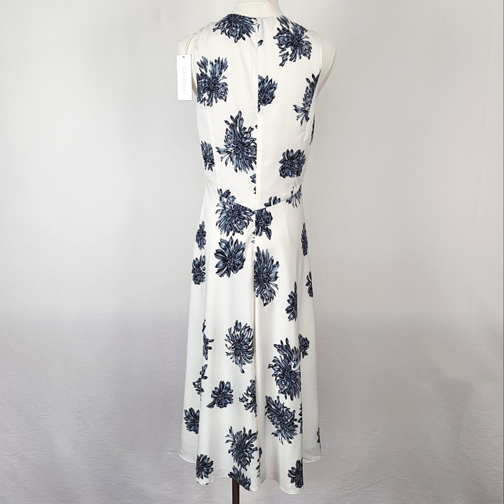 NWT Nordstrom Collection Silk Midi Slip Dress Size 6 Floral Ivory & Blue - Picture 5 of 14